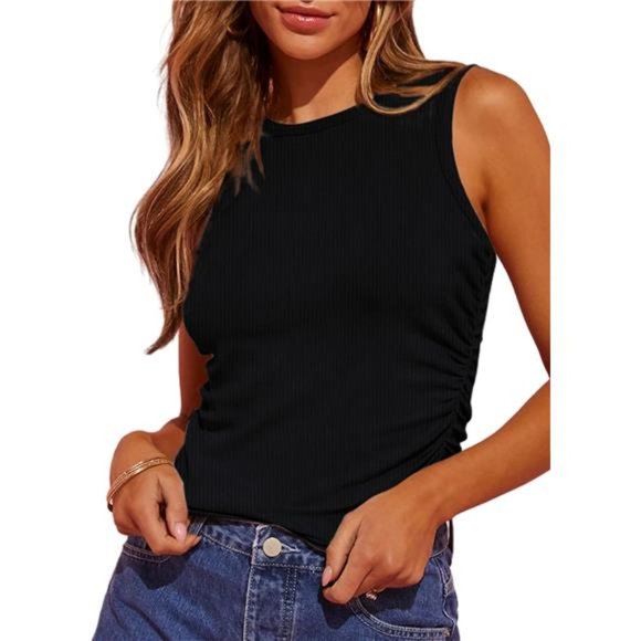Ted Baker - Anyibel Black Ruffle V-Neck Ribbed Knit Fitted Sweater